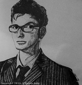 Danielle O'Keefe's Year of Portraits, 10th Doctor Portrait (David Tennant), Sharpie on Paper, Danielle O'Keefe, 2013