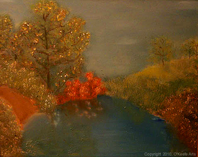 Peaceful Pond, Warm Use of Color, Oil on Board, 8x10, Jennifer O'Keefe, 2008