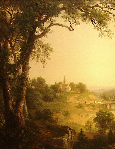 Hudson River School painting entitled 'Sunday Morning' by Asher Brown Durand - Detail view #1