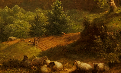 Hudson River School painting entitled 'Sunday Morning' by Asher Brown Durand - Detail view #17