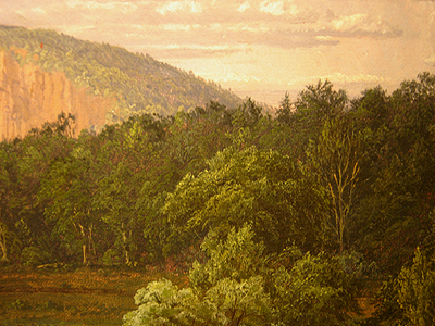 Hudson River School painting entitled 'West Rock, New Haven' by Frederic Edwin Church - Detail view #1