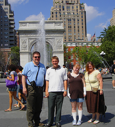 John O'Keefe and family at Washington Square in New York City