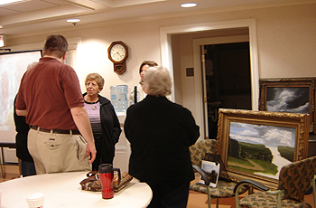 John O'Keefe meeting and talking with members of Cheshire Art League