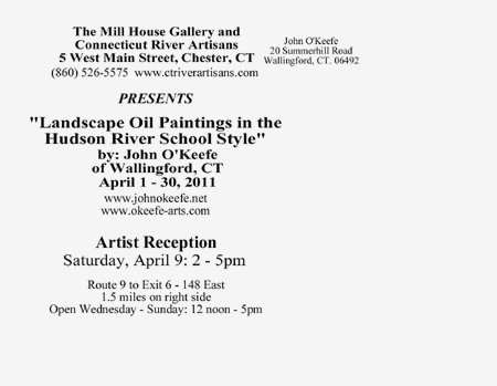 The Mill House Gallery, Landscape Oil Painting in the Hudson River School Style invitation - rear