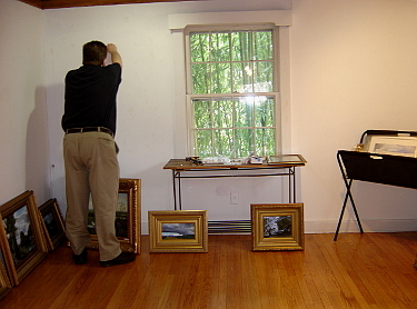 Mill House Gallery, Exhibit paintings are hung prior to exhibit
