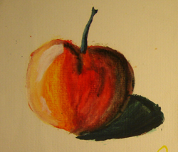 John O'Keefe Jr watercolor of an apple, created when he was nine or ten years old