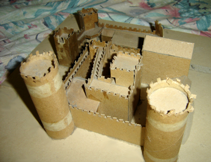 John O'Keefe Jr castle made from cardboard (another view), created when he was ten or eleven years old