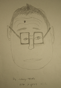 Preschool and elementary school art, John O'Keefe Jr pencil drawing of his grandfather, created when he was seven years old