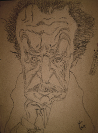 Preschool and elementary school art, John O'Keefe Jr pencil drawing of Vincent Price, created when he was seven or eight years old