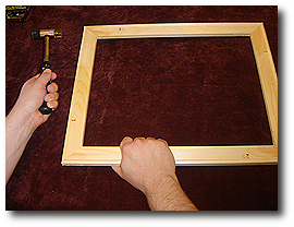 16 x 20 Canvas Stretching - Step 11 - If not square adjust using mallet