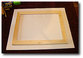 16 x 20 Canvas Stretching - Step 17 - Place assembled stretcher bars onto canvas print