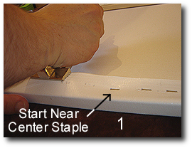 16 x 20 Canvas Stretching - Step 41 - Stretch canvas and staple at other end of first stretcher