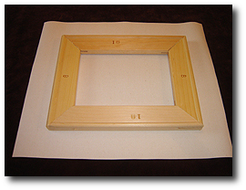 8 x 10 Canvas Stretching - Step 12 - Place assembled stretcher bars on canvas print