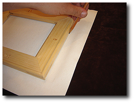 8 x 10 Canvas Stretching - Step 14 - Mark canvas with pencil along stretcher bars