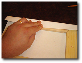 8 x 10 Canvas Stretching - Step 18 - Fold canvas print over first stretcher bar