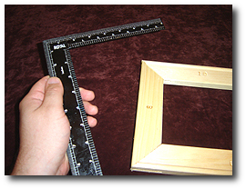 8 x 10 Canvas Stretching - Step 5 - Use square to measure squareness