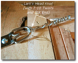Hanging Hardware - Step 9 - Attach Hanging Wire to Second D-Ring with Lark's Head Knot