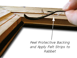 Tutorial for Rabbet Felt - Step 4 - Remove Adhesive Backing and Install Felt Strips into Rabbet