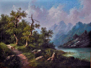 Lakeside Path by John O'Keefe Jr., Reference painting by Eduard Boehm