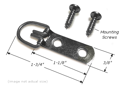 D-Ring Hanger: 2 Hole, 3/8" Wide Strap, Corrosion Resistant Plated Steel, Maximum Hanging Weight: 20 lbs, D-RING002