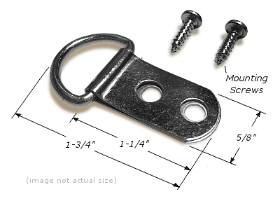 D-Ring Hanger: 2 Hole, 5/8" Wide Strap, Corrosion Resistant Plated Steel, Maximum Hanging Weight: 30 lbs, D-RING005