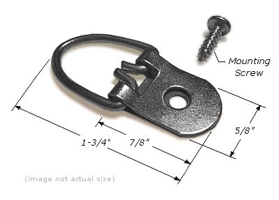D-Ring Hanger: 1 Hole, 5/8" Wide Strap, Corrosion Resistant Plated Steel, Maximum Hanging Weight: 20 lbs,  D-RING006